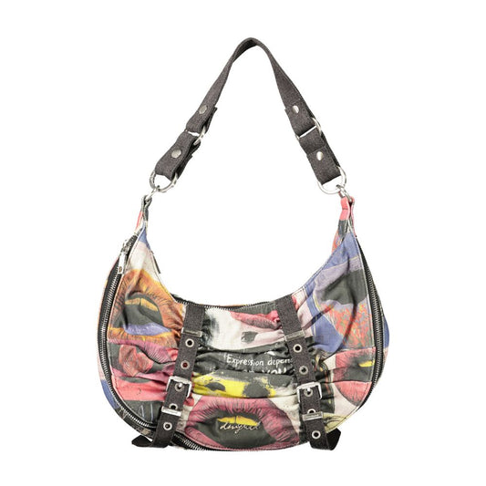 Handbag by Desigual for women in lyocell polyester & cotton black, blue & print features a refined silhouette, showcasing a secure zipper, organized internal-pockets, and versatile shoulder-strap, adjustable-strap, detachable-strap & handle for a refined finish.