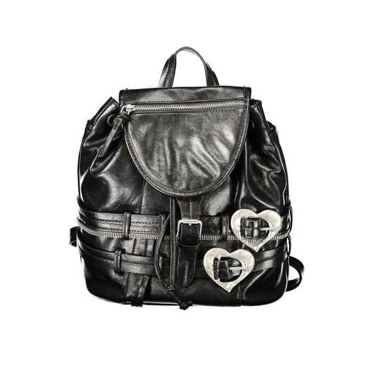 Mini Drawstring Backpack by Desigual for women in polyurethane black showcases a urban-chic Gala Polyurethane Mini Drawstring Backpack design, featuring a secure drawstring & buckle with urban-chic external-pockets & internal-pockets and versatile handle, backpack-strap & adjustable-strap.