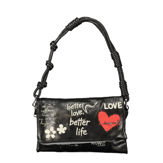 Handbag by Desigual for women in polyurethane black & print features a exquisite silhouette, showcasing a secure zipper & magnetic and exquisite external-pockets & internal-pockets with versatile adjustable-strap, detachable-strap & handle for a exquisite finish.