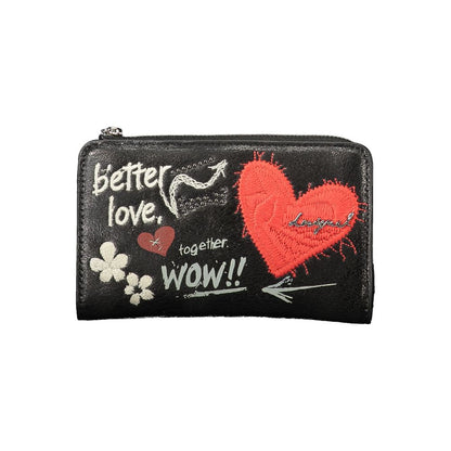 Cardholder Wallet by Desigual for women in polyurethane black & print presents a streamlined silhouette, showcasing the sophisticated design of the Emma Polyurethane Cardholder Wallet collection with functional card-organization coin-purse.