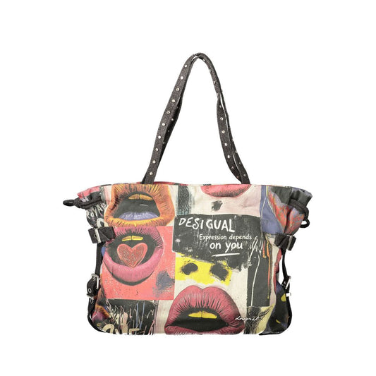This Handbag by Desigual for women in lyocell polyester & cotton and black, blue & signature presents a sculptural silhouette featuring a secure zipper, ample internal-pockets, and versatile shoulder-strap, adjustable-strap & handle for a sculptural finish.
