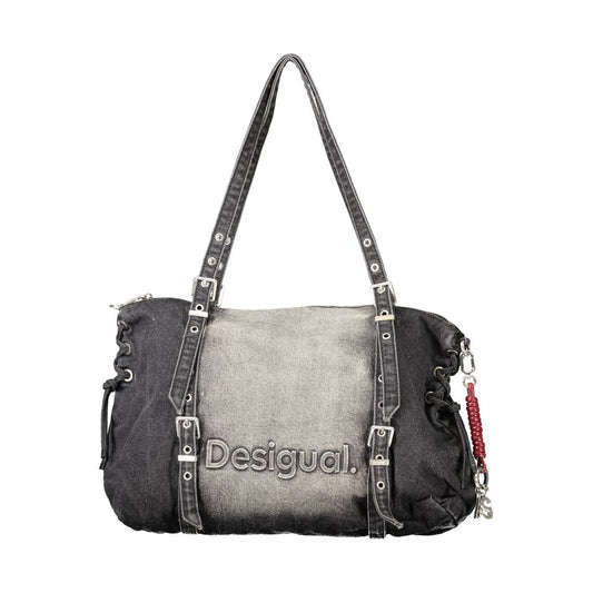 This Handbag by Desigual for women in lyocell & denim cotton and black presents a sculptural silhouette featuring a secure zipper, ample internal-pockets, and versatile adjustable-strap & handle for a sculptural finish.