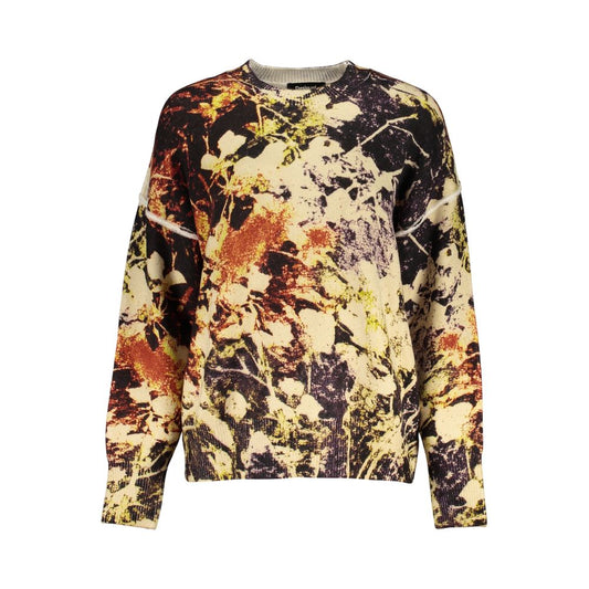 Sweatshirt by Desigual for women in polyamide & acrylic yellow, patterned & signature presents a smart casual silhouette, featuring a smart casual crew neckline and long-sleeve for a sophisticated look.