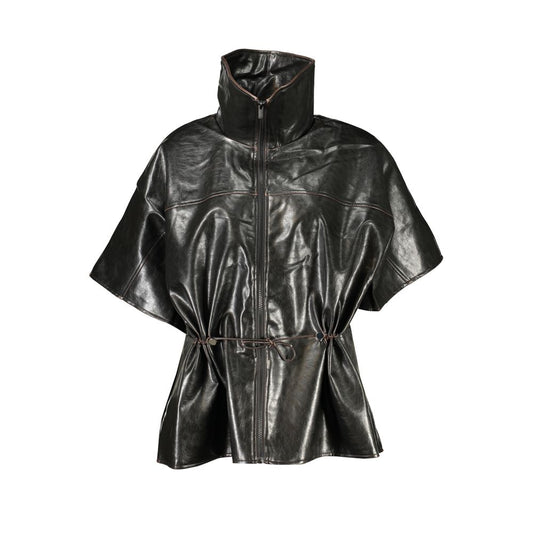 Cape by Desigual for women in polyurethane black features an relaxed-luxury silhouette, showcasing a sophisticated high-neck neckline and premium pockets for a truly relaxed-luxury finish.