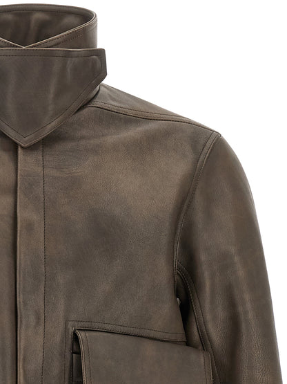Rick Owens Brown Calfskin Leather Jacket