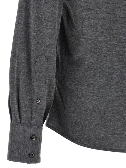 Brunello Cucinelli Gray Silk Blouse