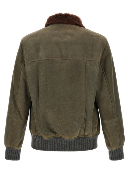 Brunello Cucinelli Bicolor Lamb Leather Leather Jacket