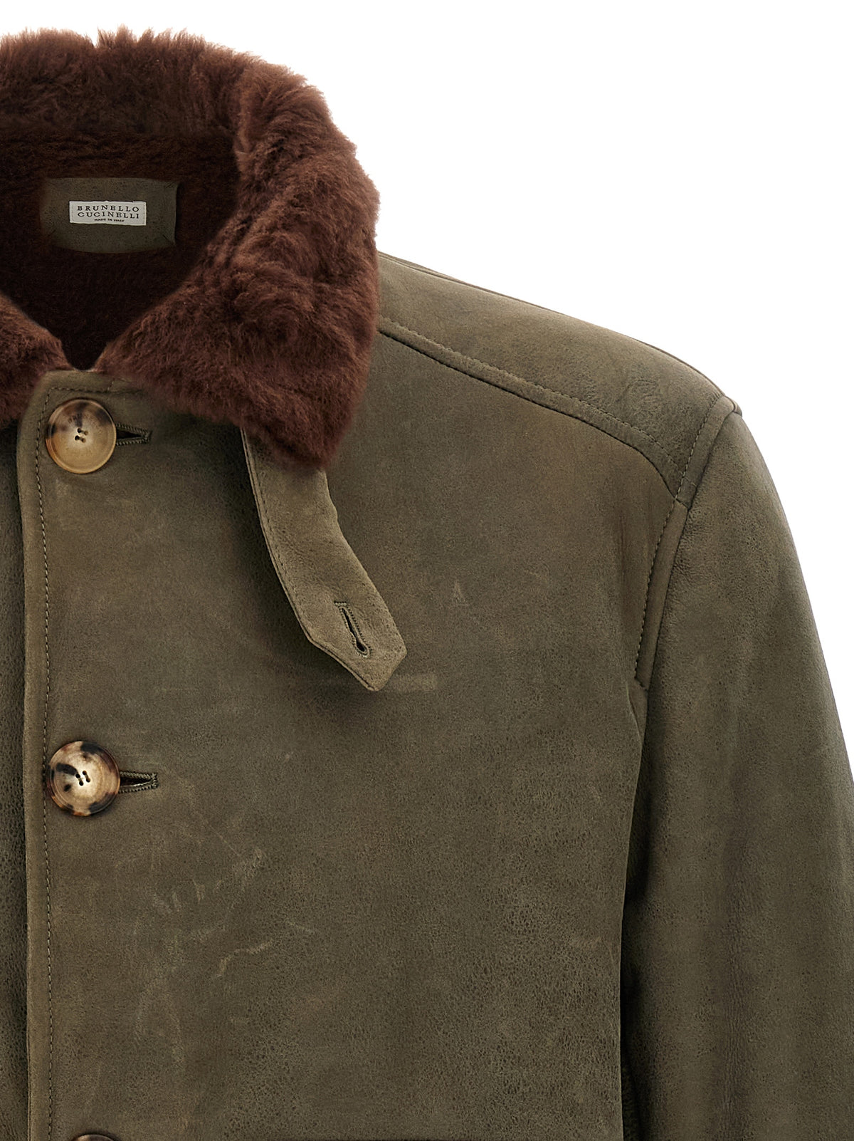 Brunello Cucinelli Bicolor Lamb Leather Leather Jacket