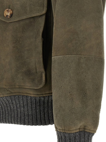 Brunello Cucinelli Bicolor Lamb Leather Leather Jacket