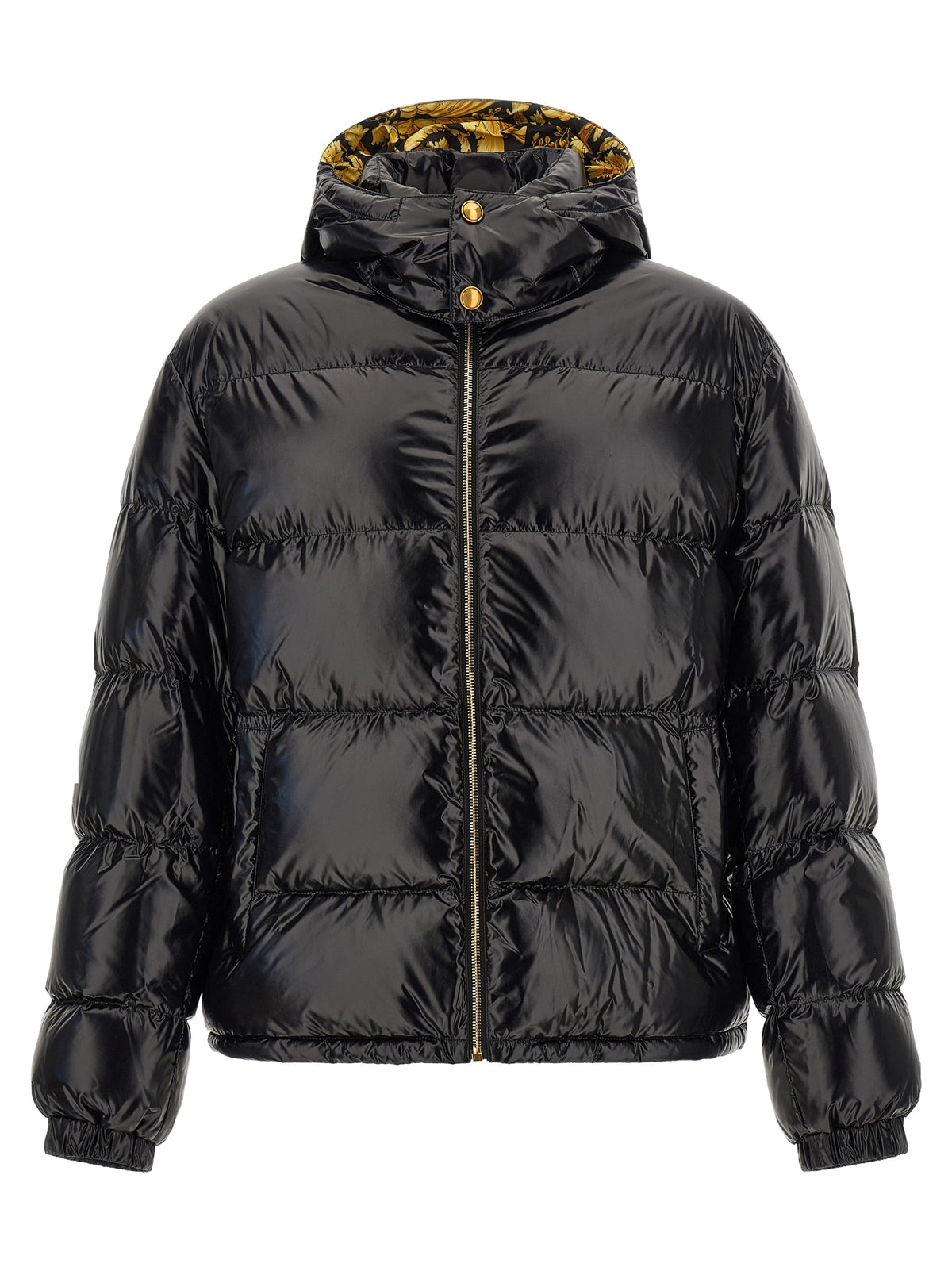 Versace Black Nylon Full-Length Jacket