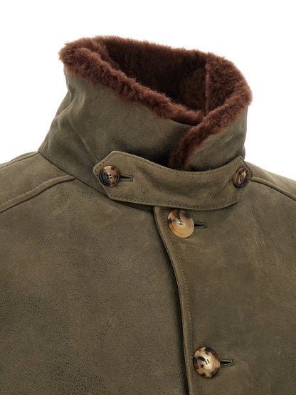 Brunello Cucinelli Bicolor Lamb Leather Leather Jacket