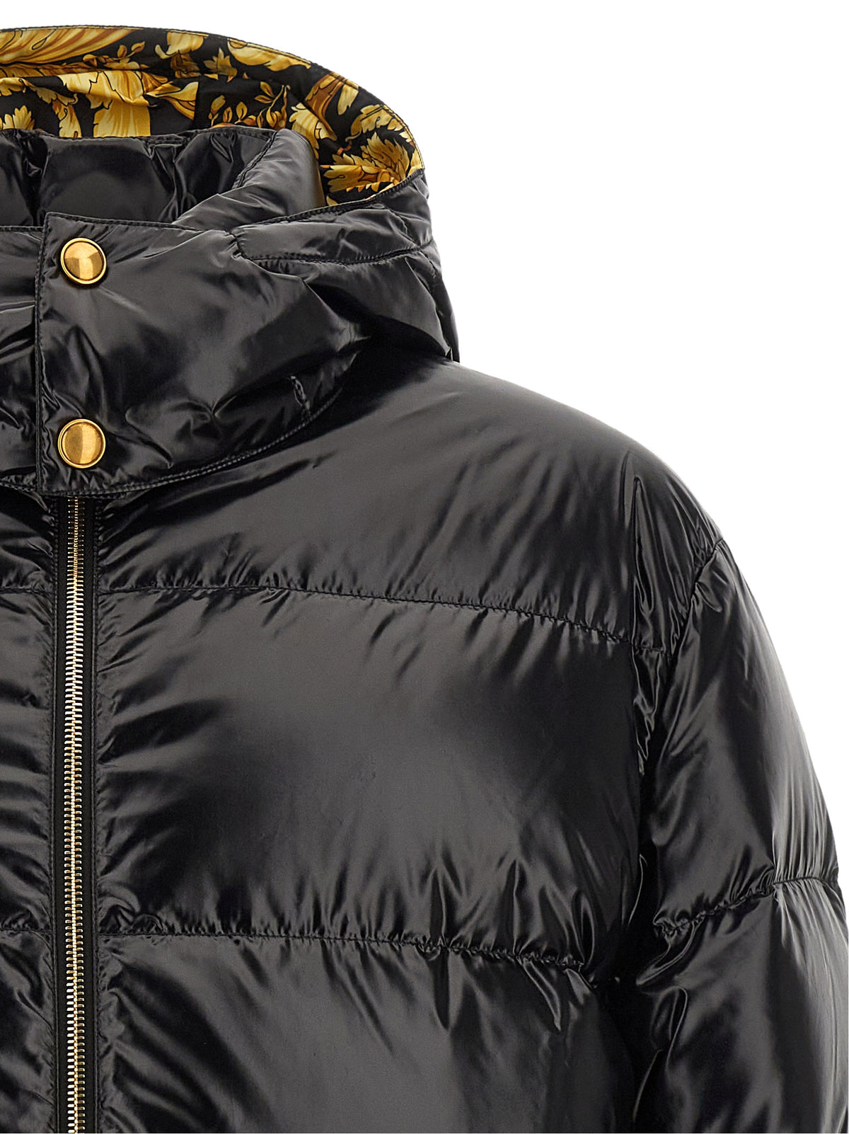 Versace Black Nylon Full-Length Jacket