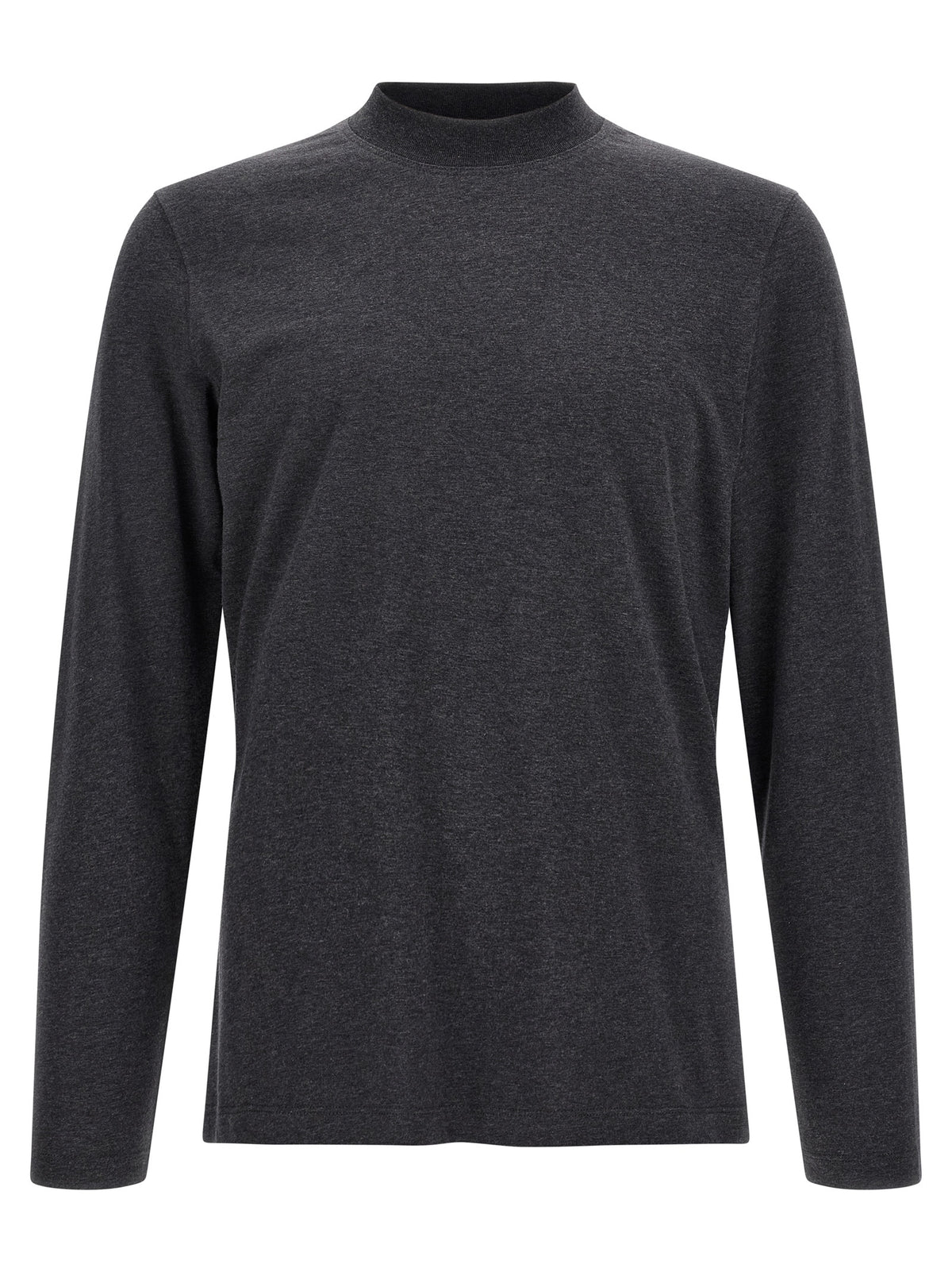 T-Shirt by Brunello Cucinelli for men in cotton dark-gray & gray showcases a chic silhouette, artfully detailed with a chic and for a chic finish.