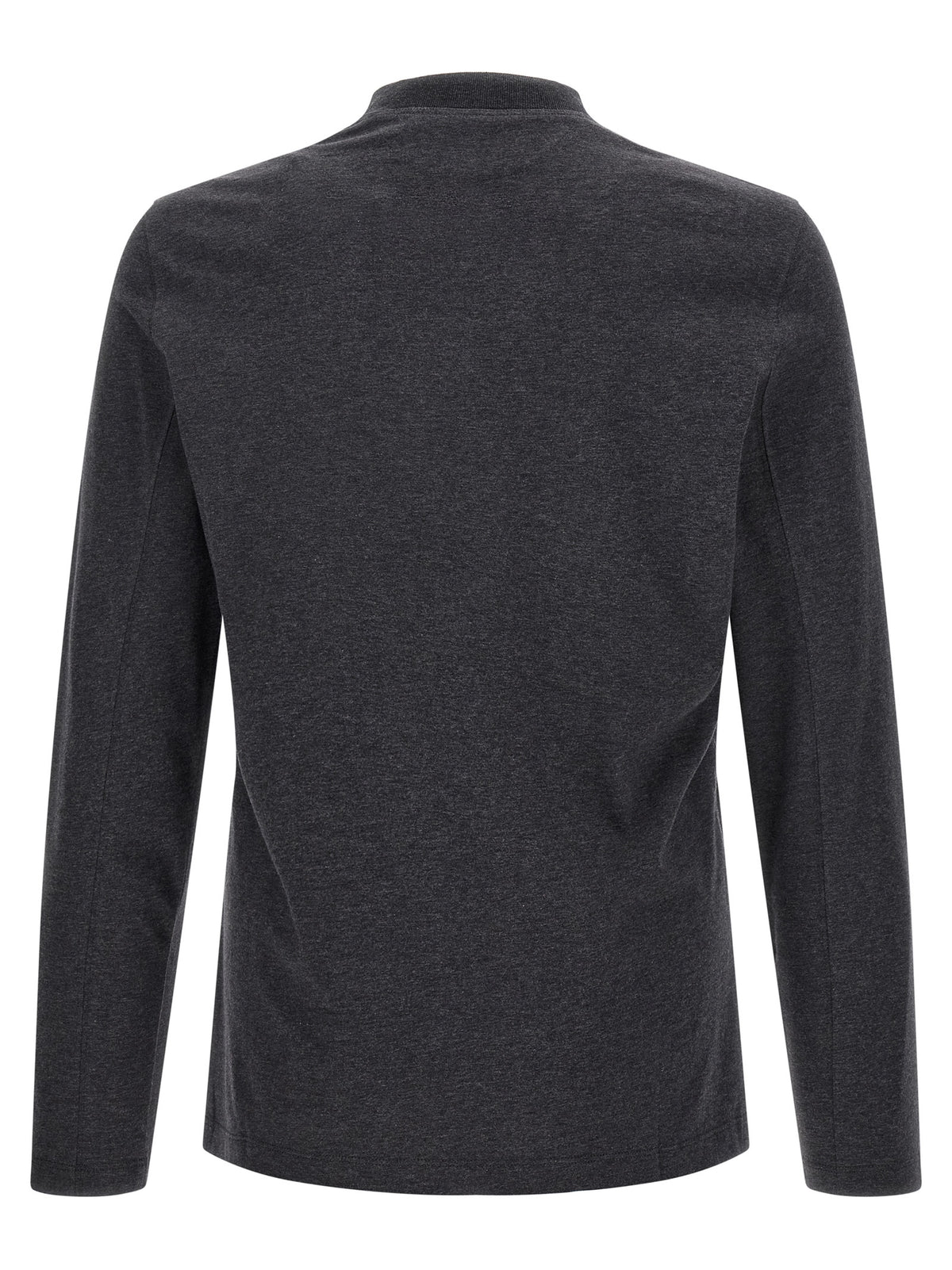 T-Shirt by Brunello Cucinelli for men in cotton dark-gray & gray showcases a fashionable silhouette, elegantly detailed with a fashionable and for a sophisticated, high-fashion look.