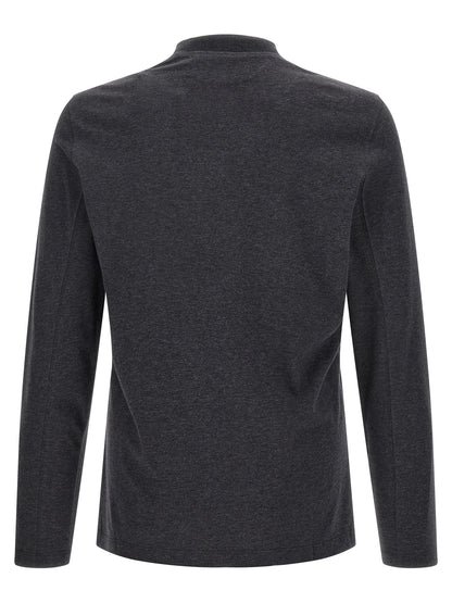 T-Shirt by Brunello Cucinelli for men in cotton dark-gray & gray showcases a fashionable silhouette, elegantly detailed with a fashionable and for a sophisticated, high-fashion look.