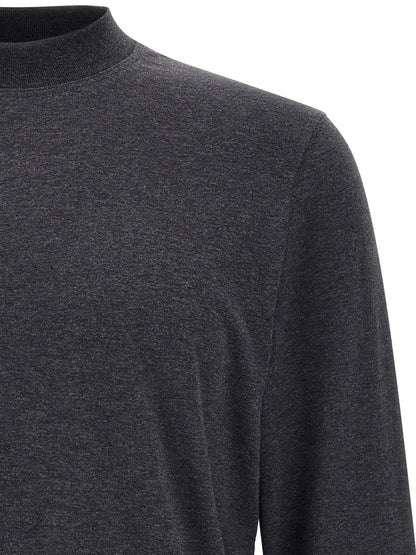 T-Shirt by Brunello Cucinelli for men in cotton dark-gray & gray showcases a unassuming silhouette, artfully detailed with a refined and unassuming for a sophisticated, contemporary look.