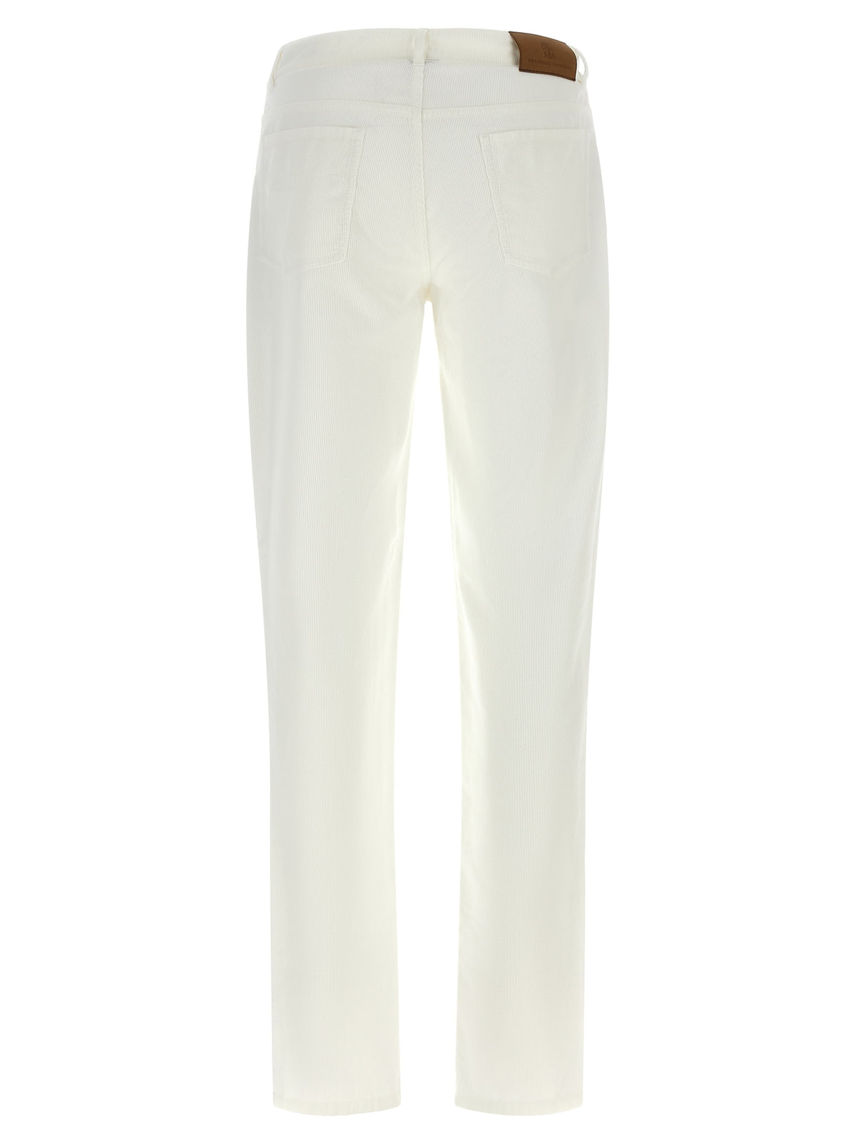 Trousers by Brunello Cucinelli for men in cotton corduroy white & signature features a tailored silhouette with a tailored , defined by its long and a sophisticated .