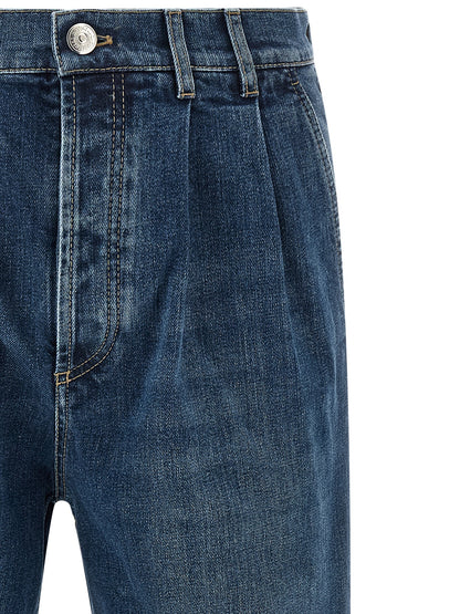 Jeans by Brunello Cucinelli for men in stretch denim cotton blue & signature features a refined silhouette with a refined , defined by a and a refined long for a refined finish.
