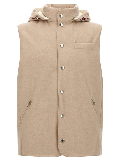 Brunello Cucinelli Beige Wool Sleeveless Jacket