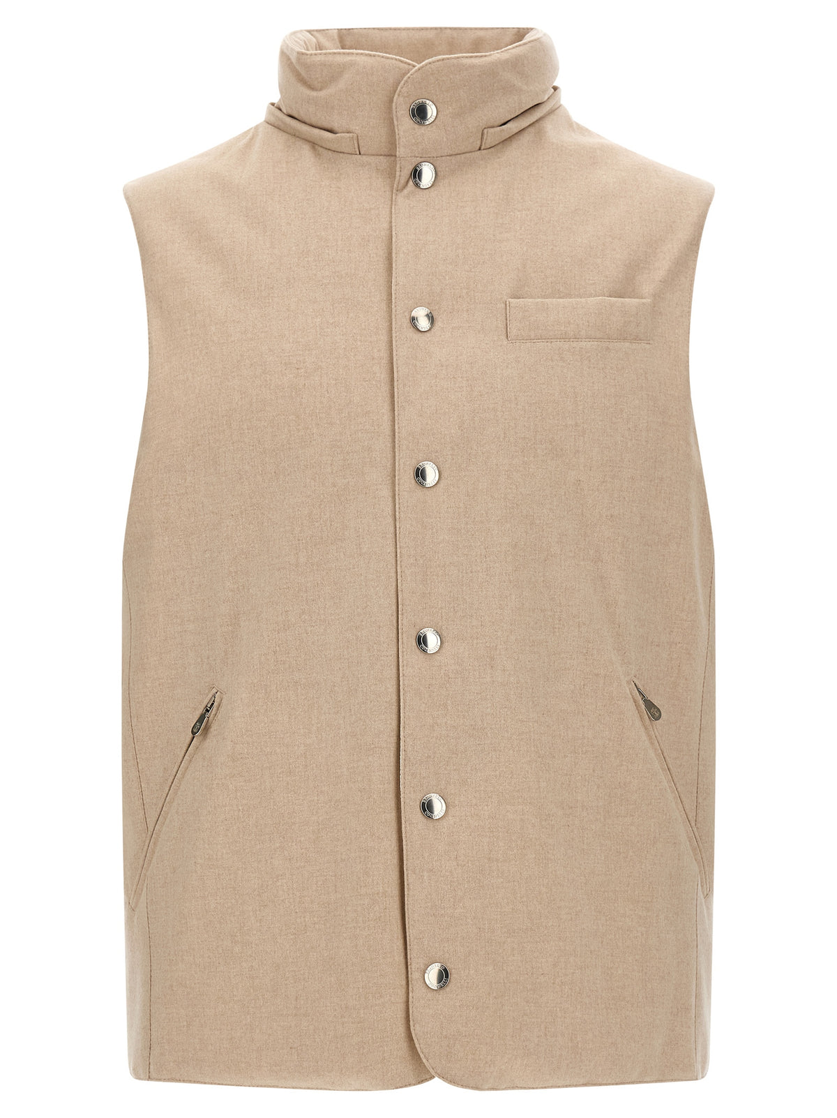 Brunello Cucinelli Beige Wool Sleeveless Jacket