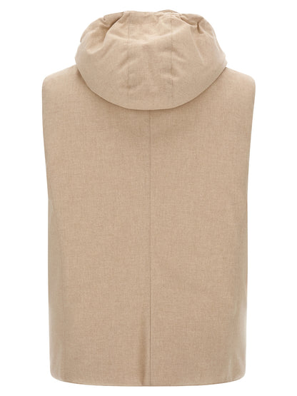 Brunello Cucinelli Beige Wool Sleeveless Jacket