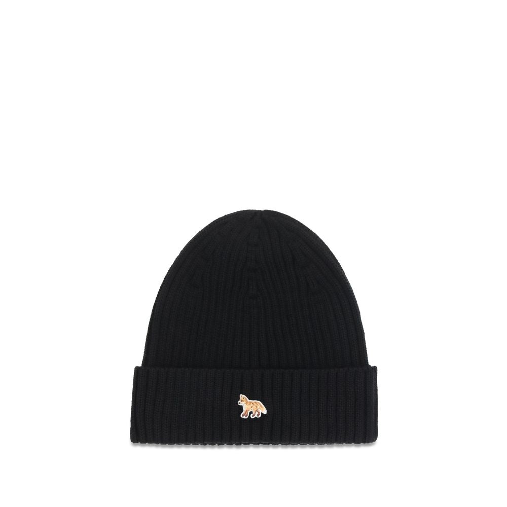 Maison Kitsuné Black Wool Oves Aries Beanie