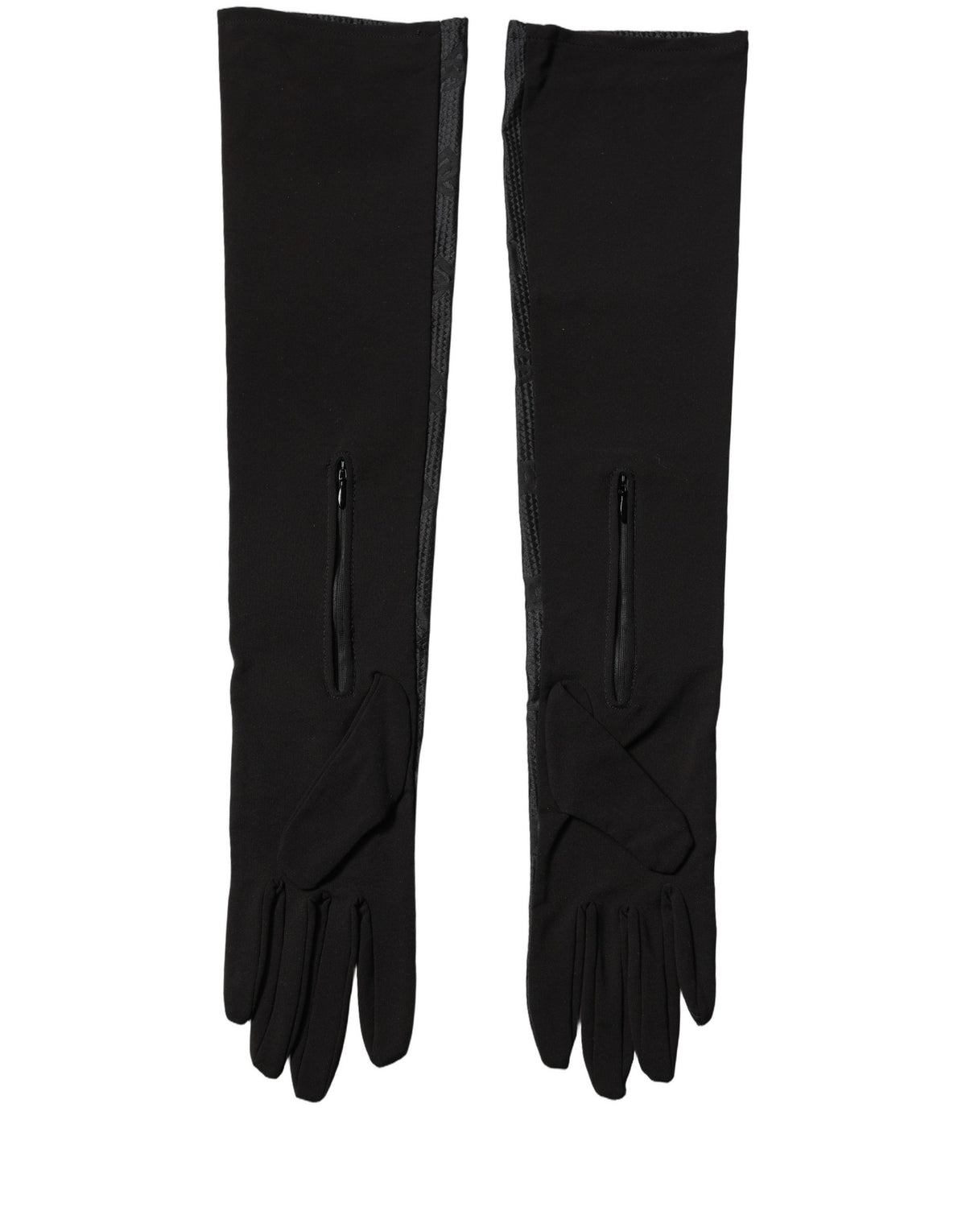 Dolce & Gabbana Black Viscose Long Elbow Length Gloves