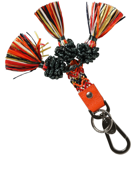 Keychain by Dolce & Gabbana for women in cashmere black, multicolor, red, silver & white features an sleek design, highlighting a sophisticated and refined for an sleek look.