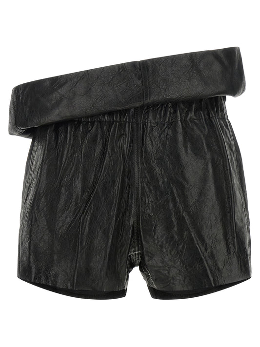 Bermuda Shorts by Rick Owens for women in lamb leather black & natural showcases a on trend silhouette, featuring a tailored with a classic short and sophisticated for a on trend finish.