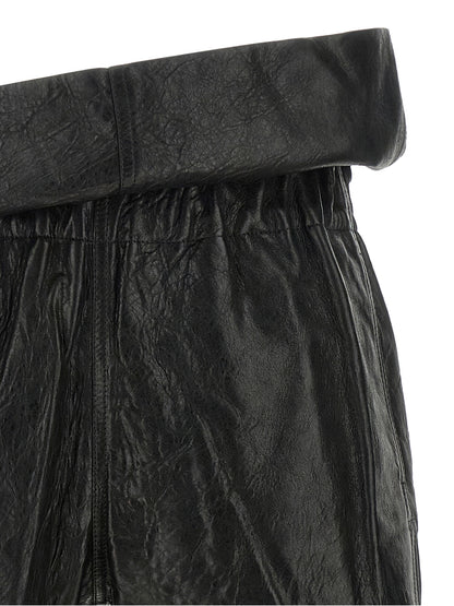 Rick Owens Black Lamb Leather Bermuda Shorts