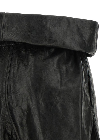 Rick Owens Black Lamb Leather Bermuda Shorts
