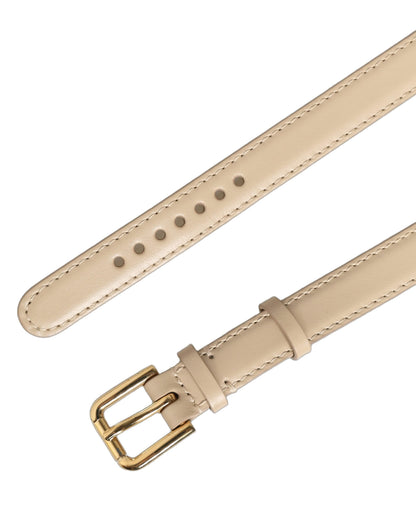 Dolce & Gabbana Embossed Leather Keychain - Beige Gold