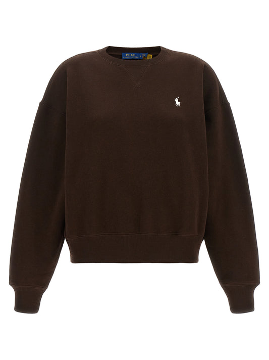 Activewear Sweatshirt by Polo Ralph Lauren for women in cotton polyester brown presents a ergonomic silhouette, showcasing a sophisticated and detailed with premium for a ergonomic finish.