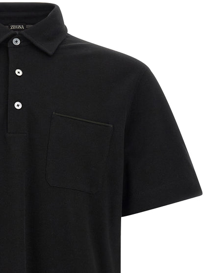 ZEGNA Black Cotton Polo Shirt
