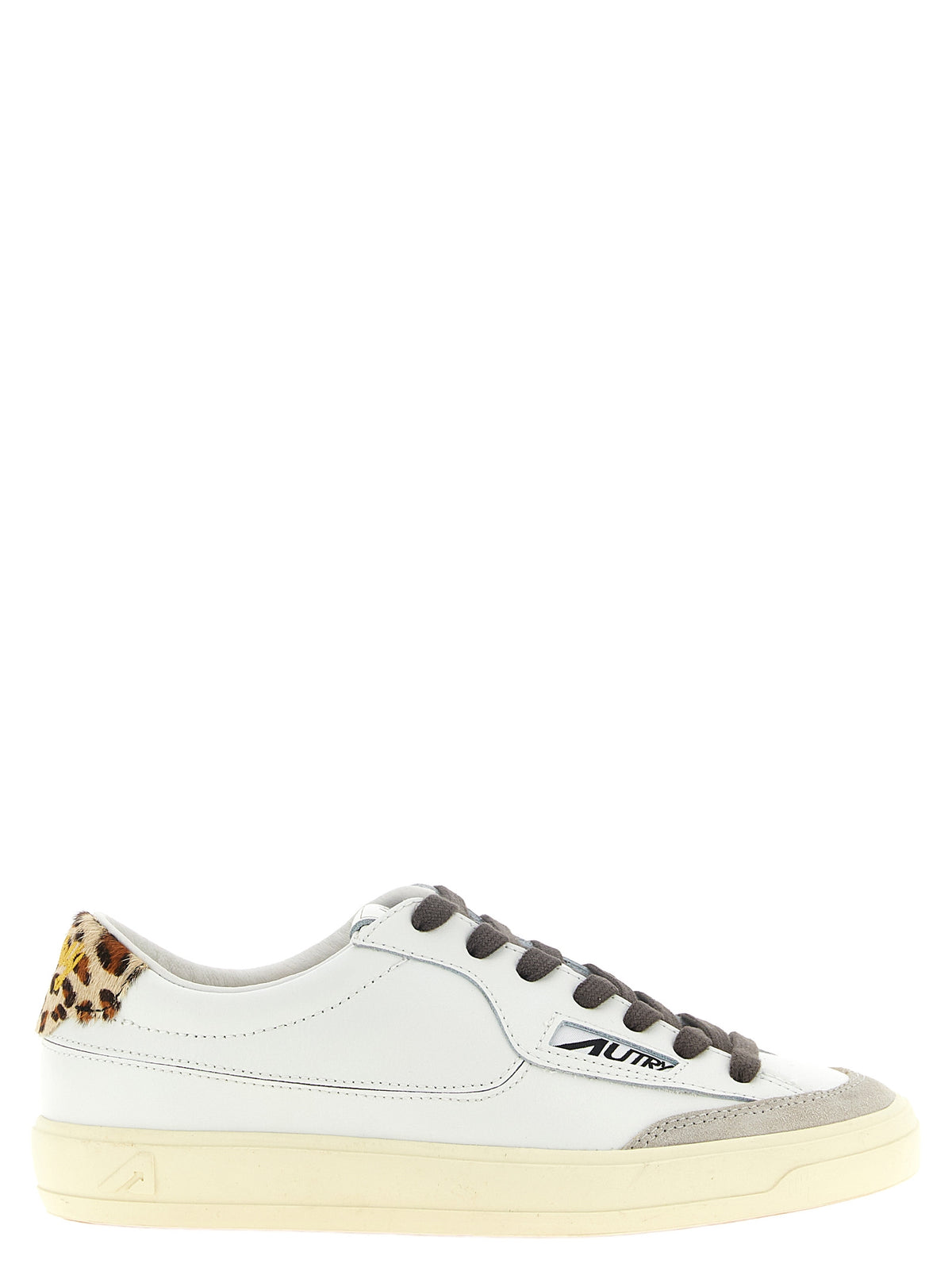 Sneakers by Autry for women in cowhide suede leather animal, cream, gray, multicolor, white & print features a chic design, perfectly showcasing the chic low-top style of this Pony Women's Low Top Cowhide Suede Leather Sneakers.