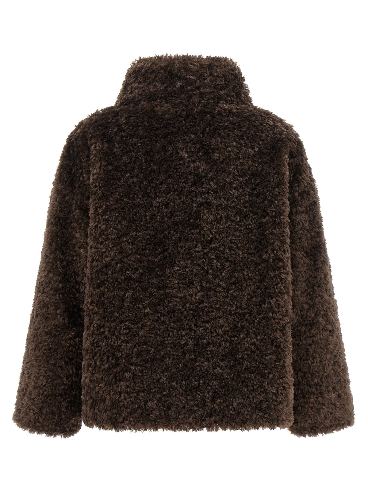 Overcoat by Herno for women in polyester faux fur brown features a cosy chic silhouette, artfully detailed with a sophisticated high-neck neckline and premium for a cosy chic finish.