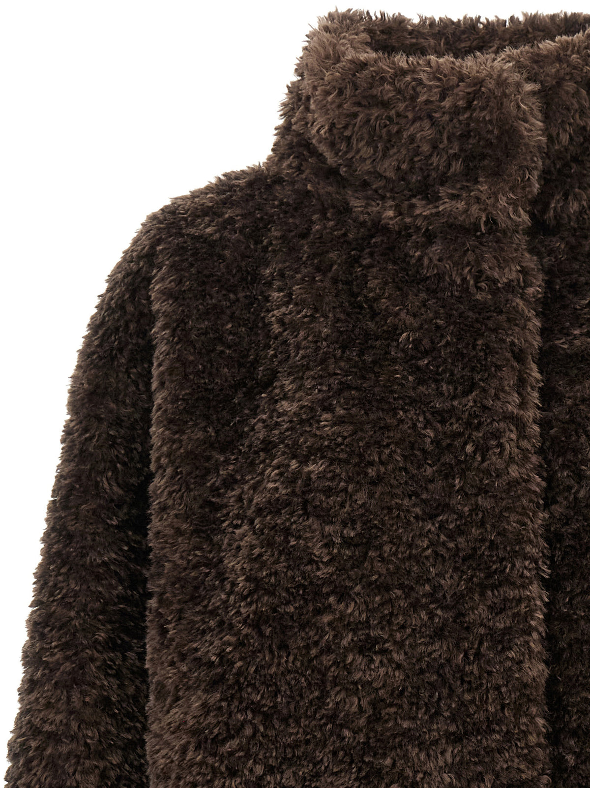 Overcoat by Herno for women in polyester faux fur brown features an voluminous silhouette, showcasing distinct and a voluminous high-neck neckline for a truly voluminous aesthetic.