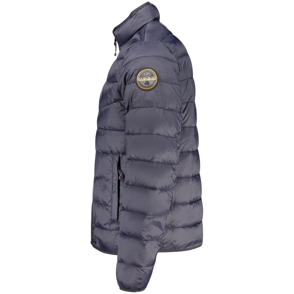 Jacket by Napapijri for men in polyamide blue & signature features a smart silhouette, perfectly accentuated by its unique and functional pockets for a smart finish.