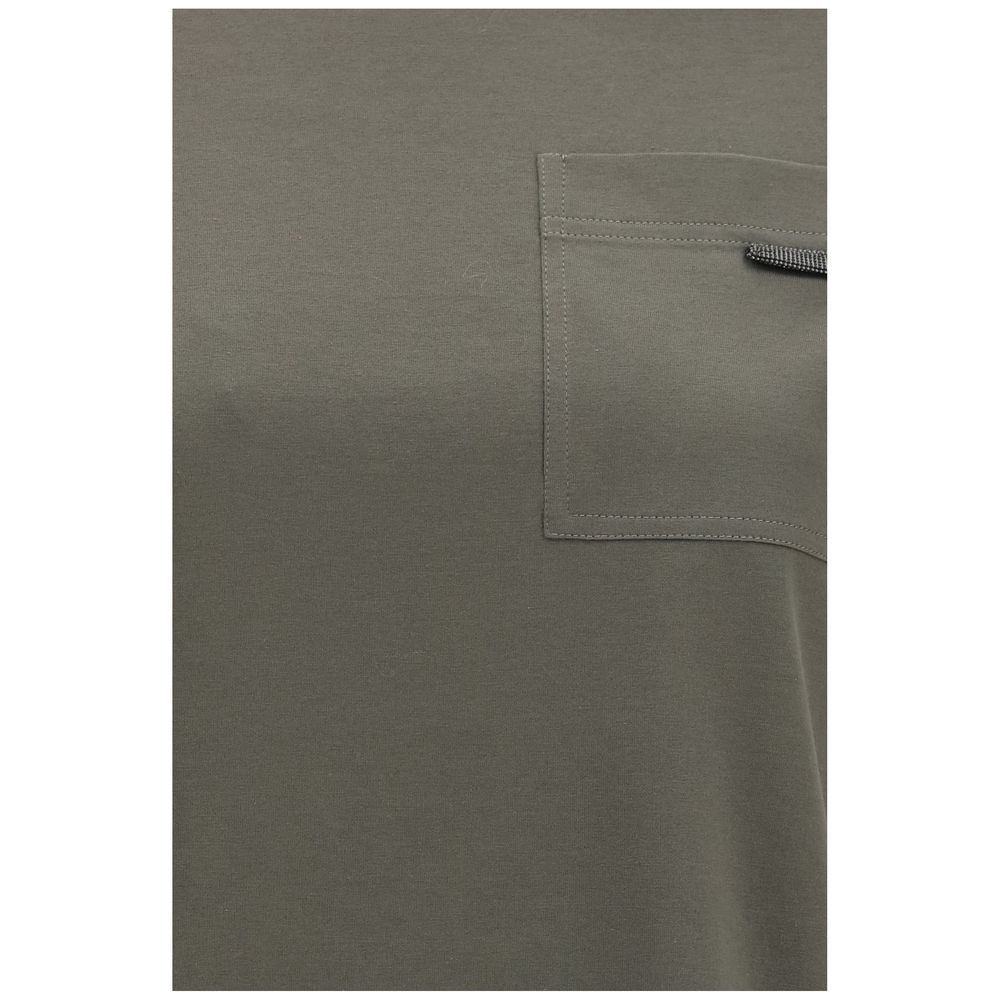 T-Shirt by Brunello Cucinelli for women in cotton bicolour showcases a fashionable silhouette, elegantly detailed with a fashionable and for a sophisticated, high-fashion look.
