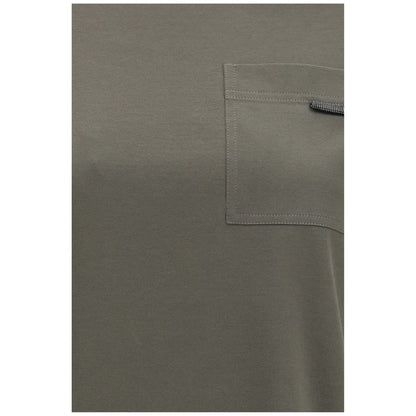 T-Shirt by Brunello Cucinelli for women in cotton bicolour showcases a fashionable silhouette, elegantly detailed with a fashionable and for a sophisticated, high-fashion look.