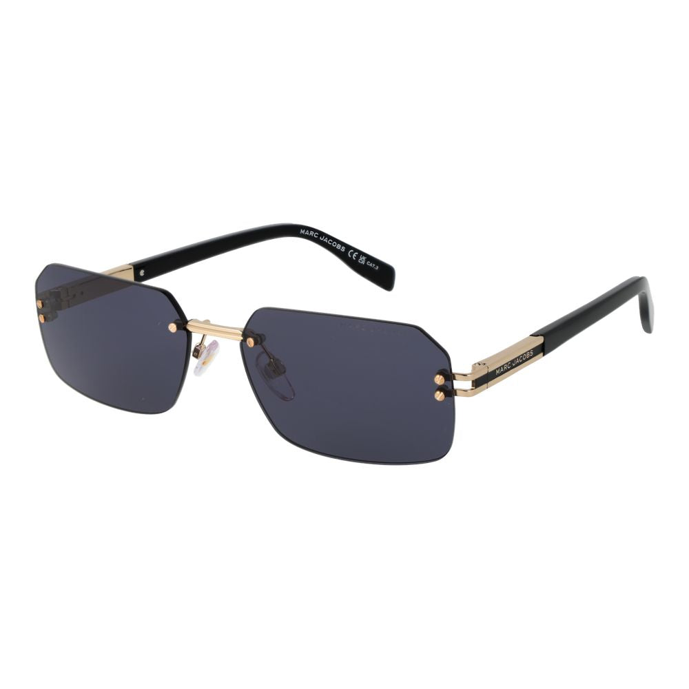 Sunglasses by Marc Jacobs for men in metal & plastic and gray & gold presents a enviable silhouette, featuring gold coloured frame and rectangle rimless frame design with category-3-dark-tint lens for a enviable look.