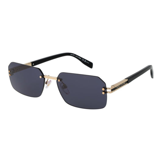 Sunglasses by Marc Jacobs for men in metal & plastic and gray & gold presents a enviable silhouette, featuring gold coloured frame and rectangle rimless frame design with category-3-dark-tint lens for a enviable look.