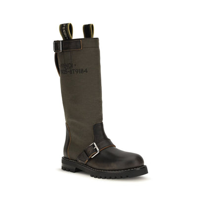 Fendi Bicolor Cotton Boots