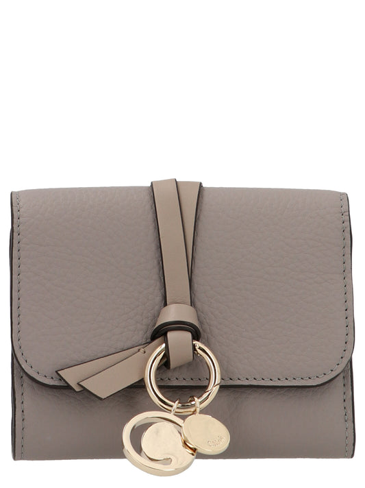 Cardholder Card Case by Chloé for women in cashmere & calfskin leather gray features a polished Essence Cashmere & Calfskin Leather Cardholder Card Case design with polished card-organization.