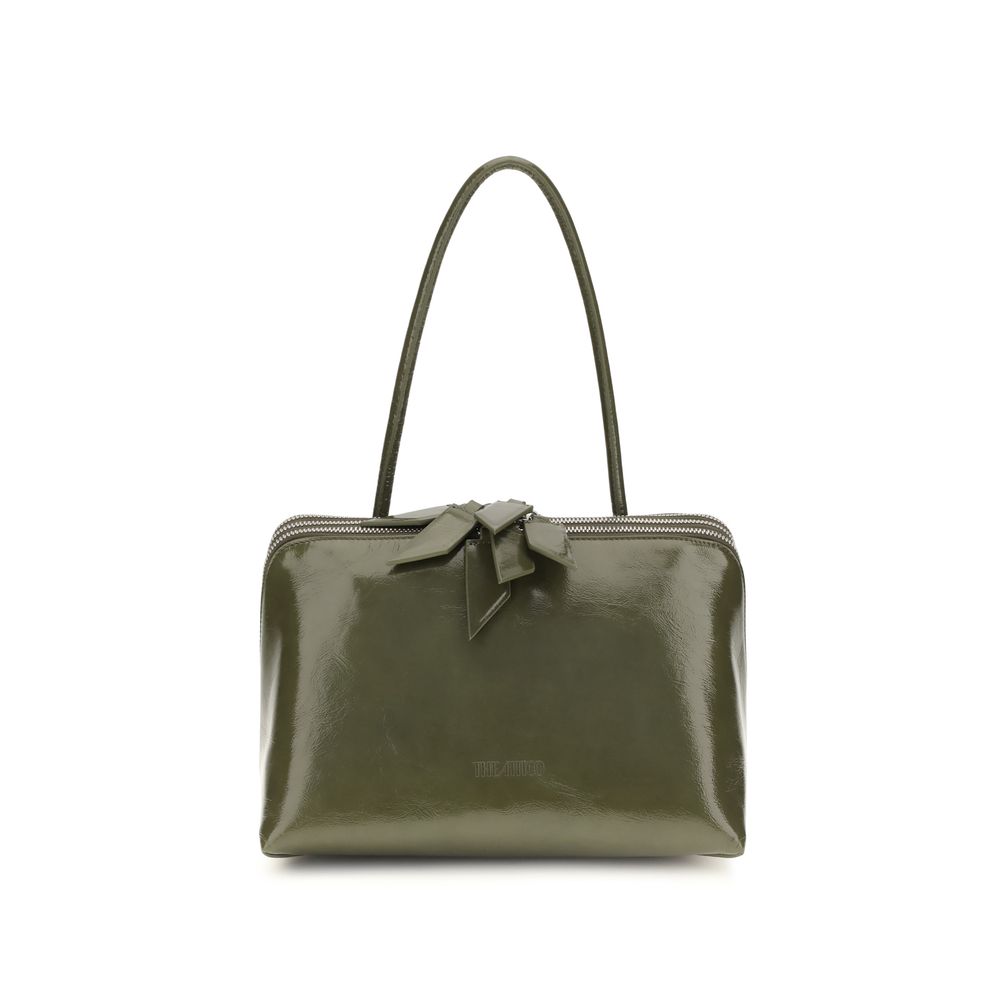 Shoulder Bag by The Attico for women in bos taurus calf patent & suede leather bicolour features a distinguished silhouette, showcasing a secure and distinguished built-in-compartments & internal-pockets with versatile shoulder-strap & handle for a distinguished finish.