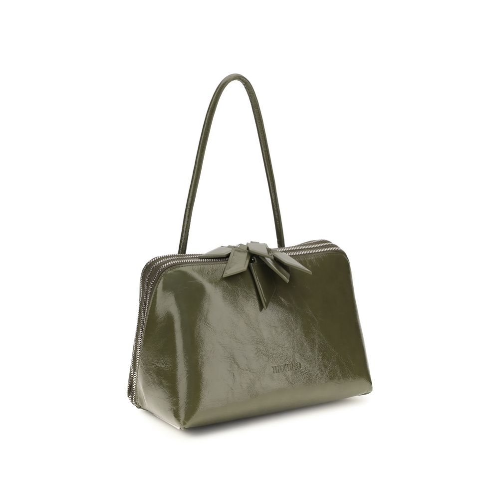 Shoulder Bag by The Attico for women in bos taurus calf patent & suede leather bicolour features a effortless chic silhouette with a secure , ample built-in-compartments & internal-pockets, and versatile shoulder-strap & handle for a effortless chic finish.