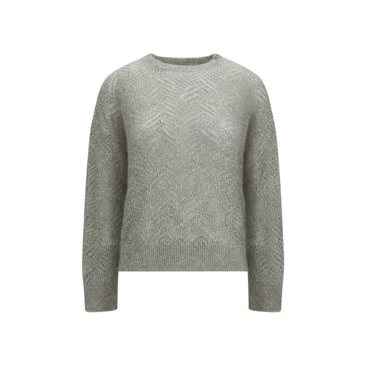 Sweatshirt by Brunello Cucinelli for women in cotton lace linen & sequins gray & floral features a unrivaled silhouette with a refined round neckline and unrivaled detailing for a sophisticated look.