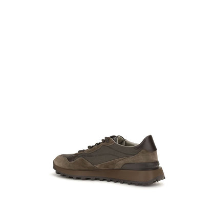 Athletic Sneakers by Brunello Cucinelli for women in tu cotton & bos taurus suede calf leather brown presents a sleek silhouette, perfectly capturing the athletic style essence of Monile Women's Athletic TU Cotton & Bos Taurus Suede Calf Leather Sneakers with its sleek design and premium finish.