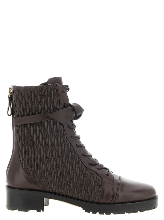 Lace-Up Ankle Combat Boots by Alexandre Birman for women in calfskin leather gold, dark-plum & purple features an effortless chic silhouette from the Women's Calfskin Leather Lace-Up Ankle Combat Boots collection, showcasing a effortless chic and refined for an effortless chic look.