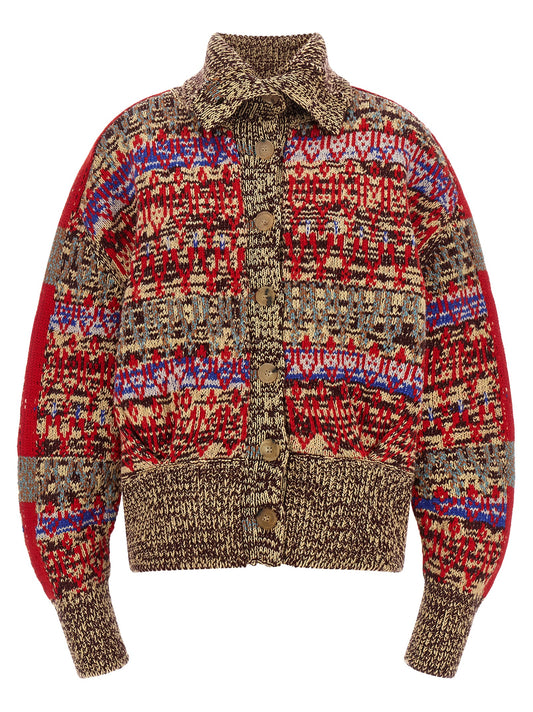 Cardigan by Dries Van Noten for women in cashmere wool horn, multicolor, patterned & jacquard features an impeccable silhouette, showcasing a sophisticated and detail for a truly impeccable finish.